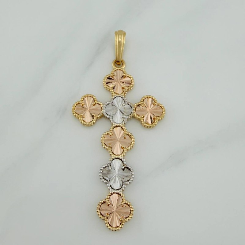 Dije Cruz Trebol 7.3 g / 6.1 cm Tres Oros 18K