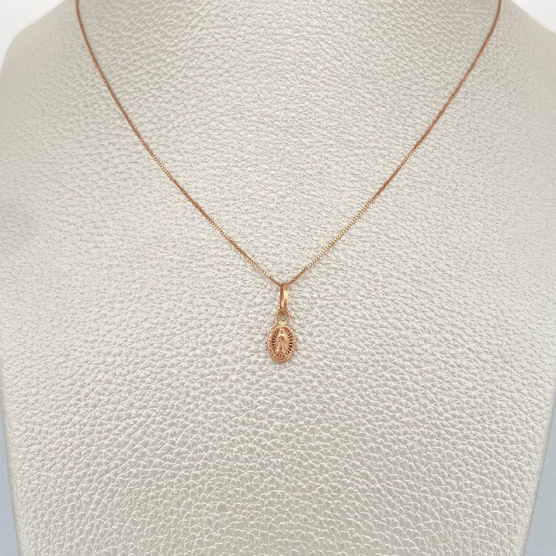 Set Cadena y Dije Veneciana + Virgen Guadalupe 1.7gr / Oro Amarillo 18K (Oferta) $
