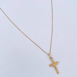 Set Cadena y Dije Veneciana + Cruz Cristo 1.4gr / Oro Amarillo 18K (Oferta) $