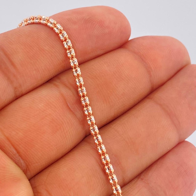 Pulso Ice 4.55gr / 20.5cm / Dos Oros Blanco Rosa +4 14K Italy $