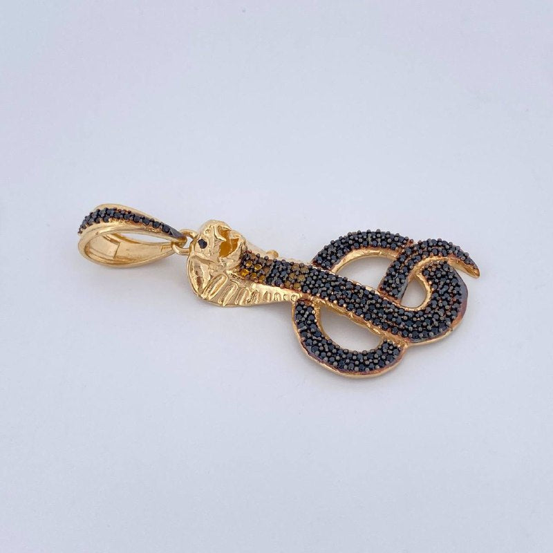 Dije Cobra Real 6.25gr / 5cm / Dos Oros Amarillo Negro 18K $
