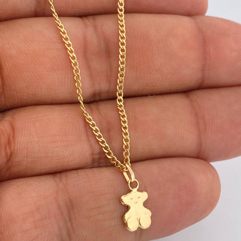 Set Cadena y Dije Mini Cubana + Oso 1.55gr / Oro Amarillo 18K (Oferta) $