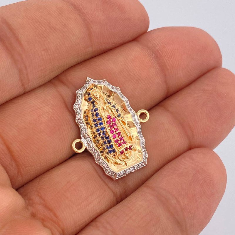 Herraje Virgen de Guadalupe 4.35gr / 2.6cm / Dos Oros Amarillo Blanco 18K $