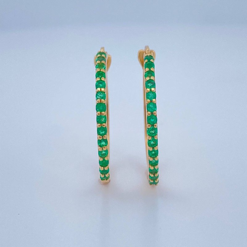 Candongas Encanto Esmeralda 3.2gr / 2.3cm / Oro Amarillo 18K %