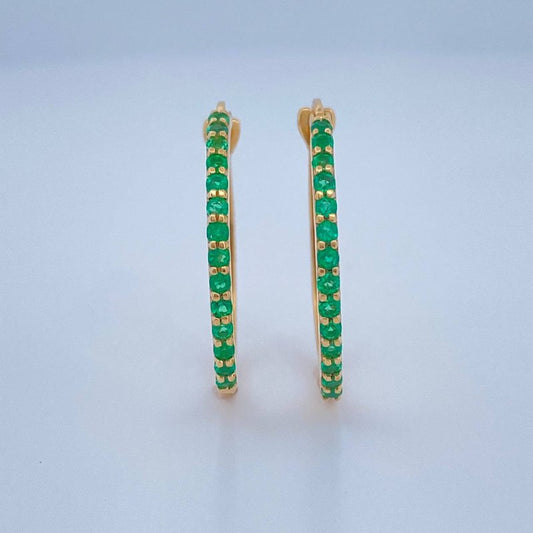 Candongas Encanto Esmeralda 3.2gr / 2.3cm / Oro Amarillo 18K %