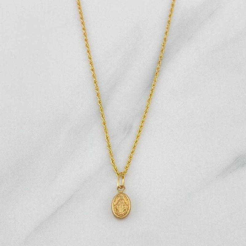 Set Cadena Lazo + Dije Virgen De La Medalla Milagrosa / 1,25 gr / 44.6 cm Oro Amarillo 18K