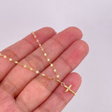 Set Cadena Flor Espejo + Dije Cruz / 1.25g / 45cm Oro Amarillo 18K