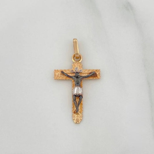 Dije Cruz Cristo Milagroso De Buga 1.55 g / 2.8 cm Tres Oros 18K