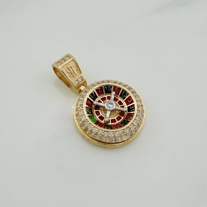 Dije Ruleta Casino Movil 4.55 g / 2.5 cm Dos Oros Amarillo Blanco 18K