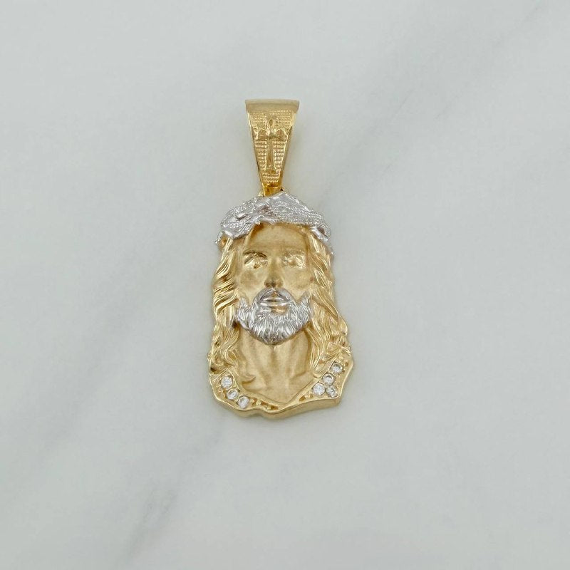 Dije Rostro Cristo 3.55 g / 2.8 cm Dos Oros Amarillo Blanco 18K