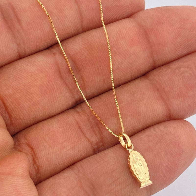 Set Cadena y Dije Veneciana + Virgen De Guadalupe 1.45gr / Oro Amarillo 18K (Oferta) $
