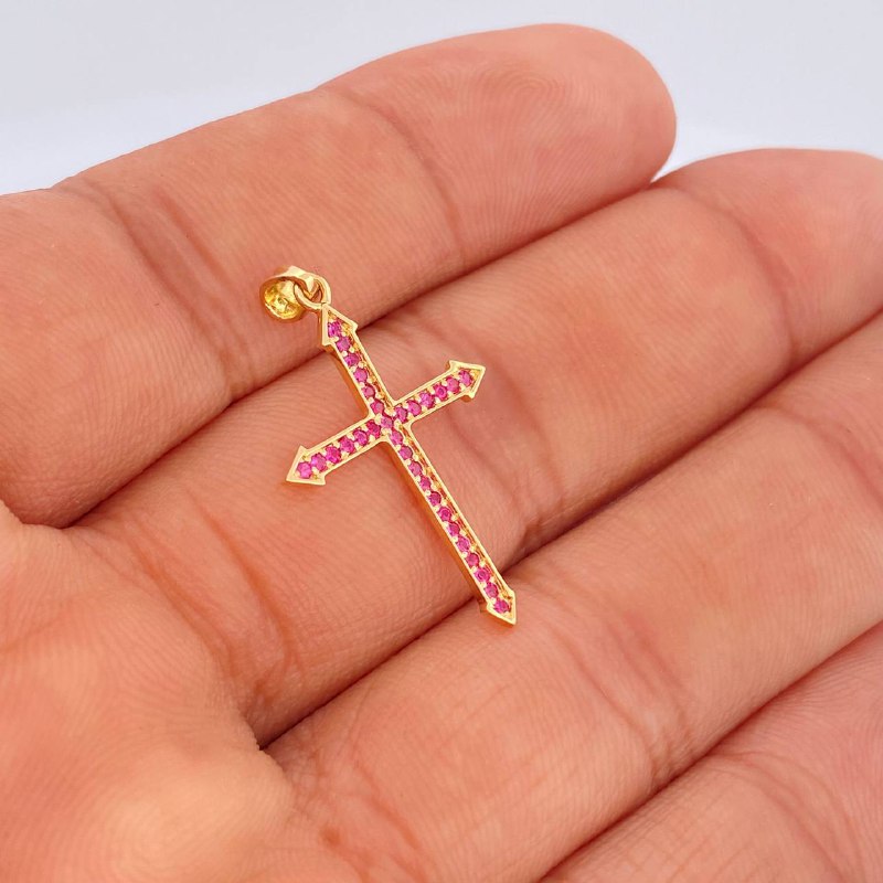 Dije Cruz Flecha 1.1gr / 3.1cm / Oro Amarillo 18K &