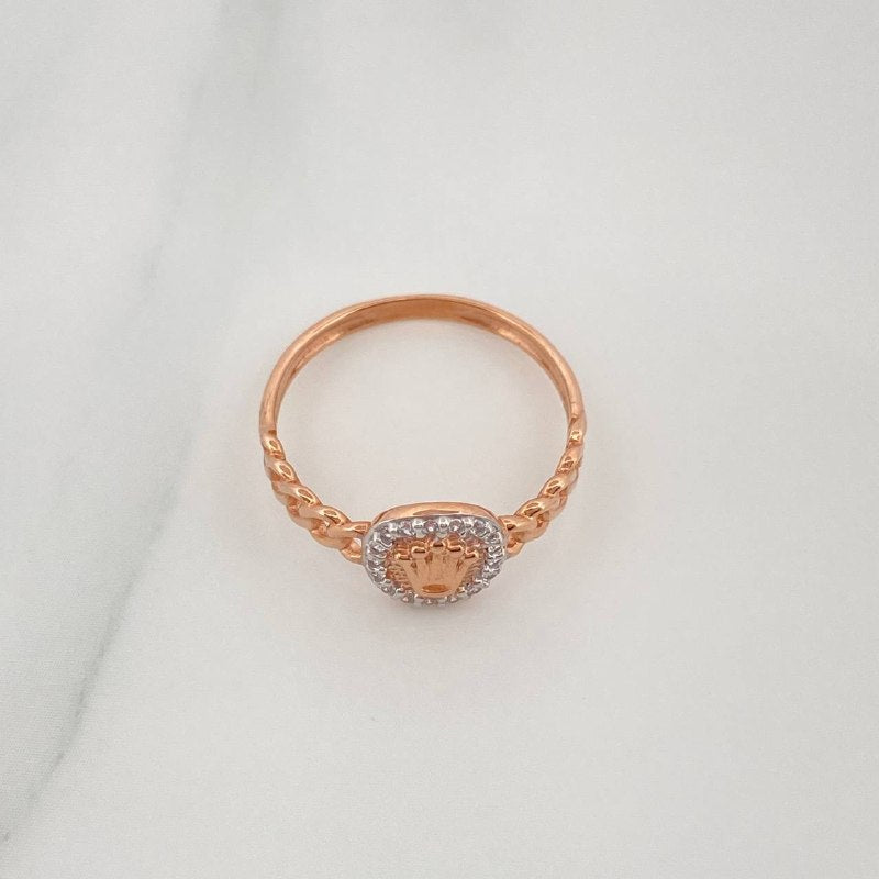 Anillo Cubano Corona 1.9 g / T6 3/4 Dos Oros Blanco Rosa 18K