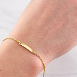 Pulso Aro Seguida Placa Rectangular 1.5g / 16.3cm / 1.7mm Oro Amarillo 18K