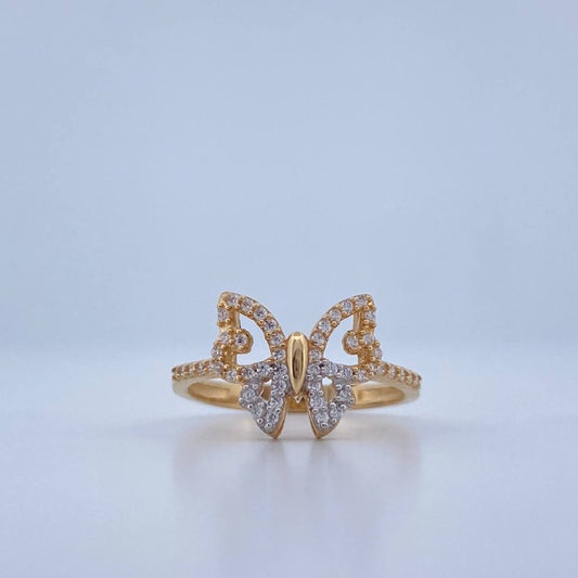 Anillo Butterfly 2.8gr / T7 1/2 / Dos Oros Amarillo Blanco 18K &