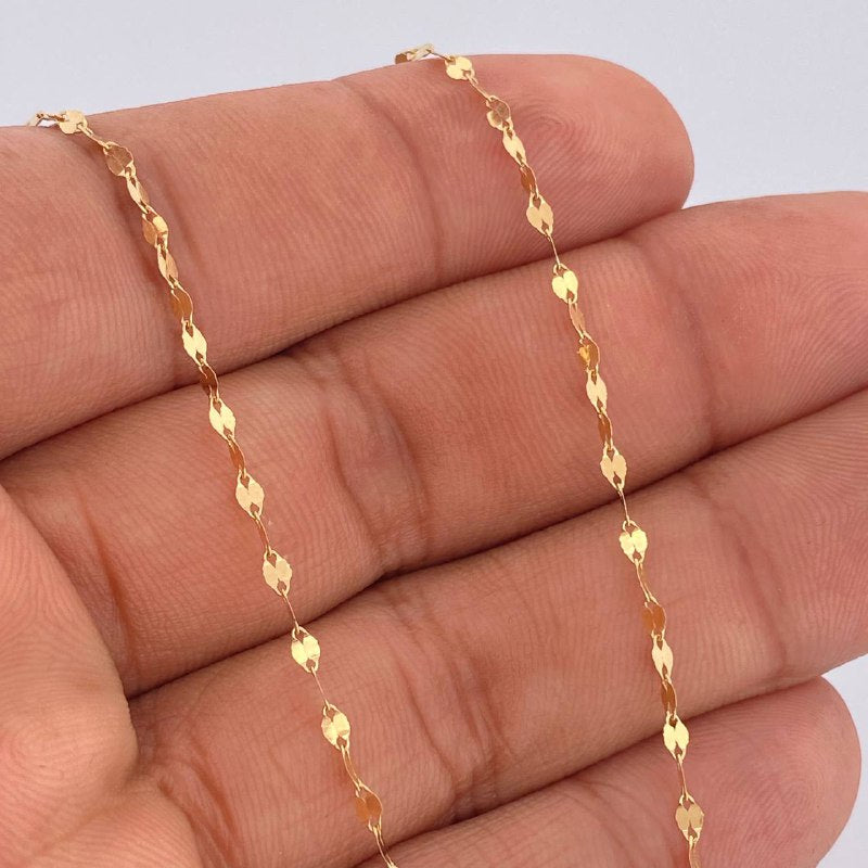 Cadena Flor Espejo 1.1gr / 45cm / Oro Amarillo +3 18K $