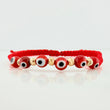 Pulsera Tejida Roja Ojos Turcos Oro Amarillo 18K