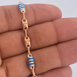 Tobillera Rustica Barril Corona Rx 5.45gr / 25.4cm / Dos Oros Blanco Rosa 18K $