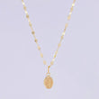 Set Cadena Flor Espejo + Dije Virgen Milagrosa / 1.3g / 45cm Oro Amarillo 18K