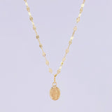 Set Cadena Flor Espejo + Dije Virgen Milagrosa / 1.3g / 45cm Oro Amarillo 18K