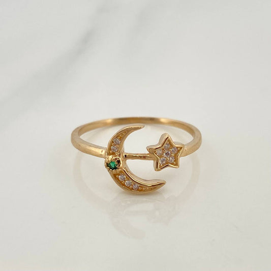 Anillo Estrella Luna 1.7gr / T7 1/4 / Oro Amarillo 18K