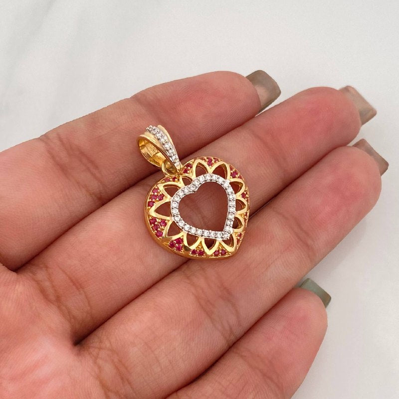 Dije Corazon 3.7 g / 2.6 cm Dos Oros Amarillo Blanco 18K