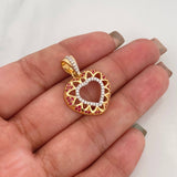 Dije Corazon 3.7 g / 2.6 cm Dos Oros Amarillo Blanco 18K