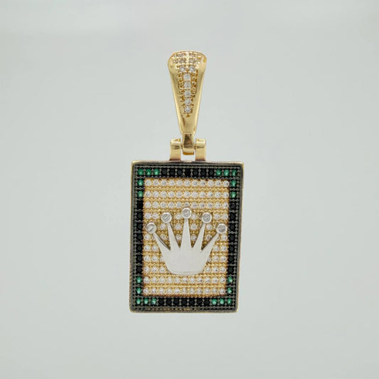 Dije Placa Corona 7.95 g / 4.1 cm Tres Oros 18K