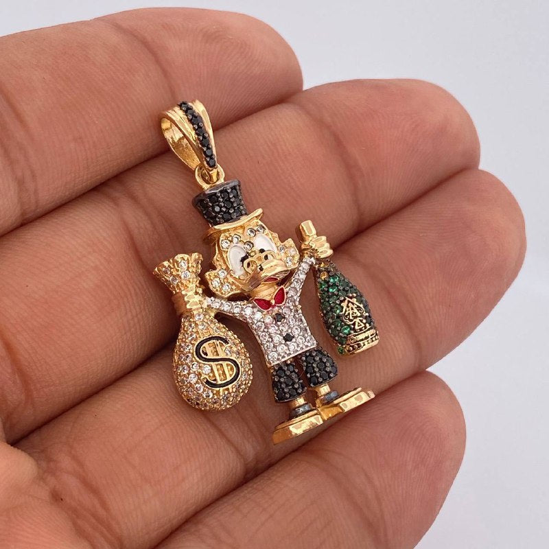 Dije Pato Bolsa De Dinero Botella de Champagne 9.45gr / 4cm / Tres Oros 18K $