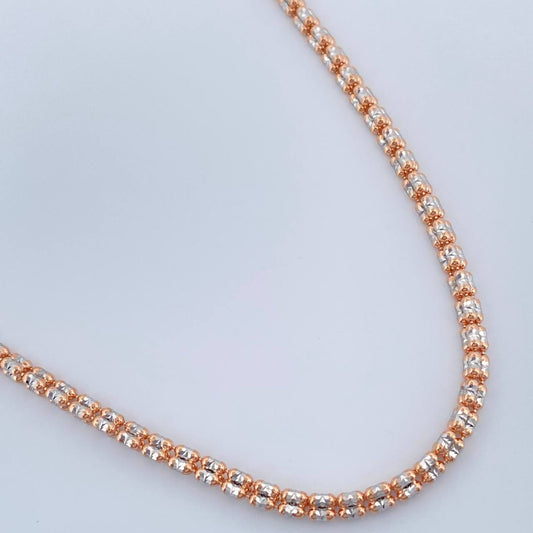 Cadena Ice 12.85gr / 61.3cm / 2.3mm Dos Oros Blanco Rosa +4 14K Italy %