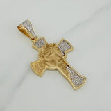 Dije Cruz Rostro Cristo 16.7 g / 6.4 cm Dos Oros Amarillo Blanco 18K