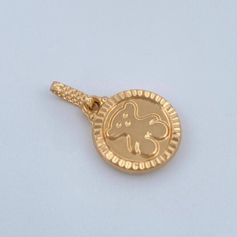 Dije Medalla Oso 0.95gr / 2cm / Oro Amarillo 18K &