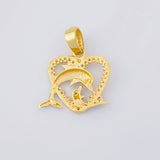 Dije Corazón Delfines 2.3g / 2.8cm Tres Oros 18K