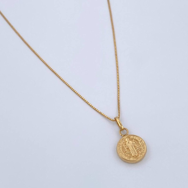 Set Cadena y Dije Veneciana + San Benito 1.4gr / Oro Amarillo 18K (Oferta) $