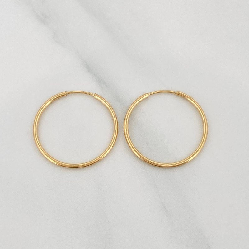 Candongas Aro Liso 1 g / 2 cm Oro Amarillo 18K