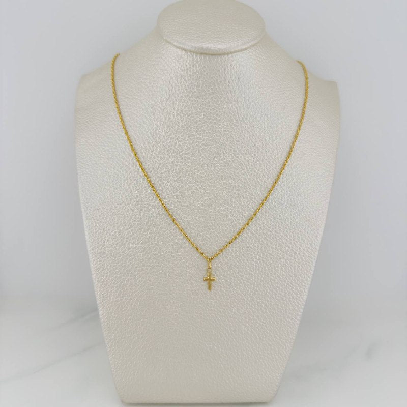 Set Cadena Lazo + Dije Cruz / 1,2 gr / 50.3 cm Oro Amarillo 18K