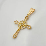 Dije Cruz Corazones 1.3gr / 3.4cm / Oro Amarillo 18K &