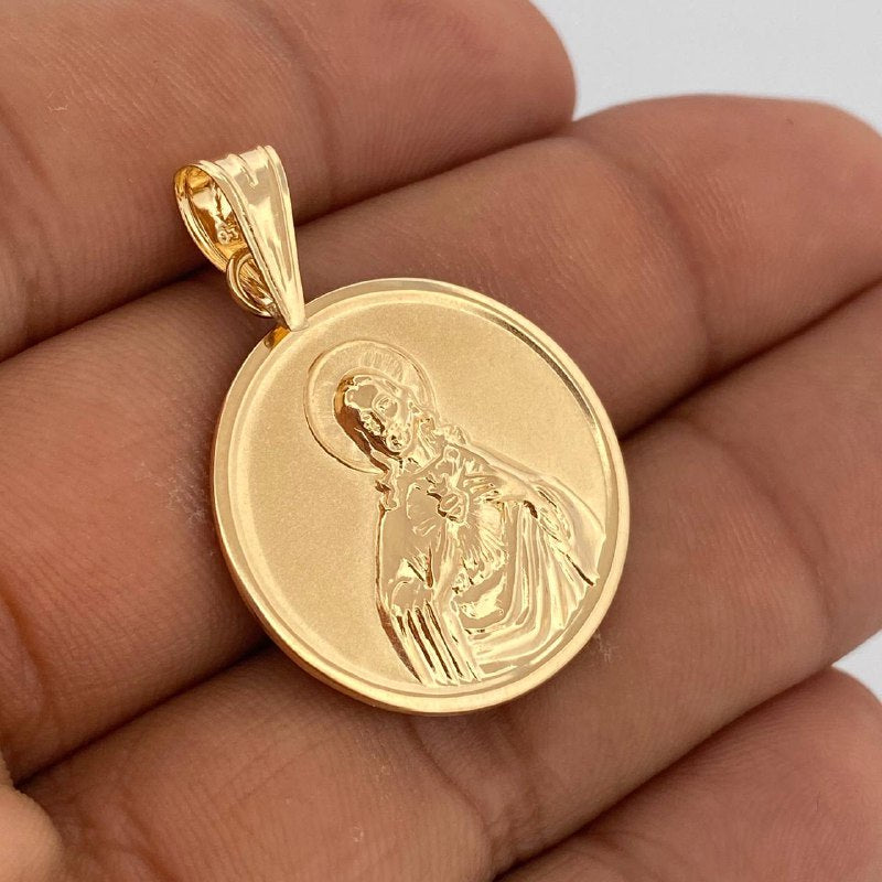 Dije Sagrado Corazon De Jesus - Virgen Del Carmen 3.45gr / 3.8cm / Oro Amarillo 18K &