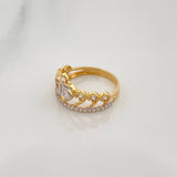 Anillo 15´S Corona 2 g / T4 1/4 Dos Oros Amarillo Blanco 18K