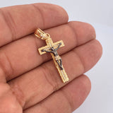 Dije Cruz Cristo Milagroso De Buga 4.1gr / 3.8cm / Dos Oros Negro Amarillo 18K $