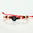 Pulsera Tejida Roja Ojo Turco Oro Amarillo 18K