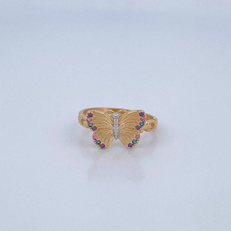 Anillo Mariposas En Relieve 2.45gr / T6 / Oro 18K $