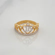 Anillo 15´S Corona 2 g / T4 1/4 Dos Oros Amarillo Blanco 18K
