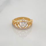 Anillo 15´S Corona 2 g / T4 1/4 Dos Oros Amarillo Blanco 18K