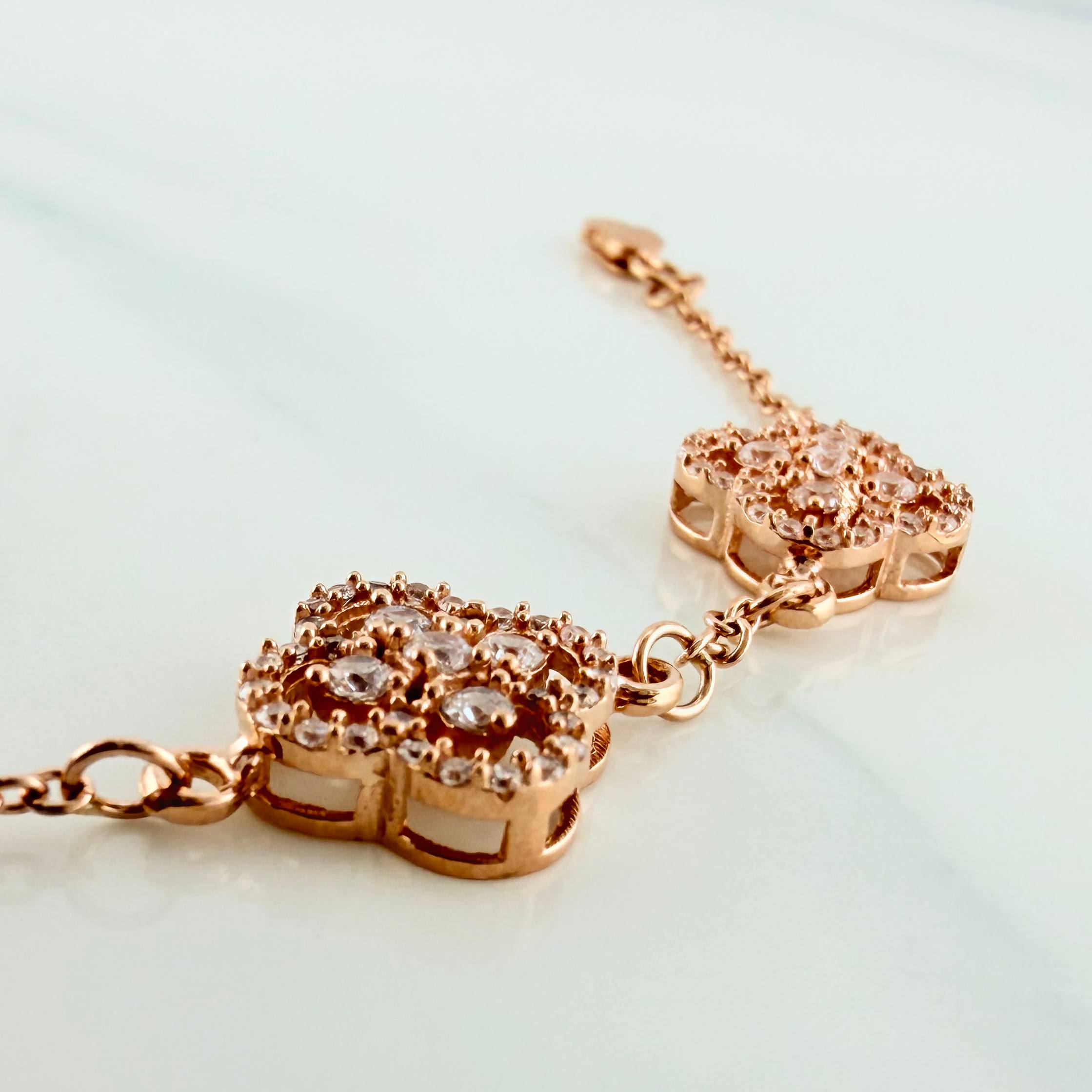 Pulso Trebol Aro Seguido 10 g / 20 cm / 1 mm Oro Rosa 18K