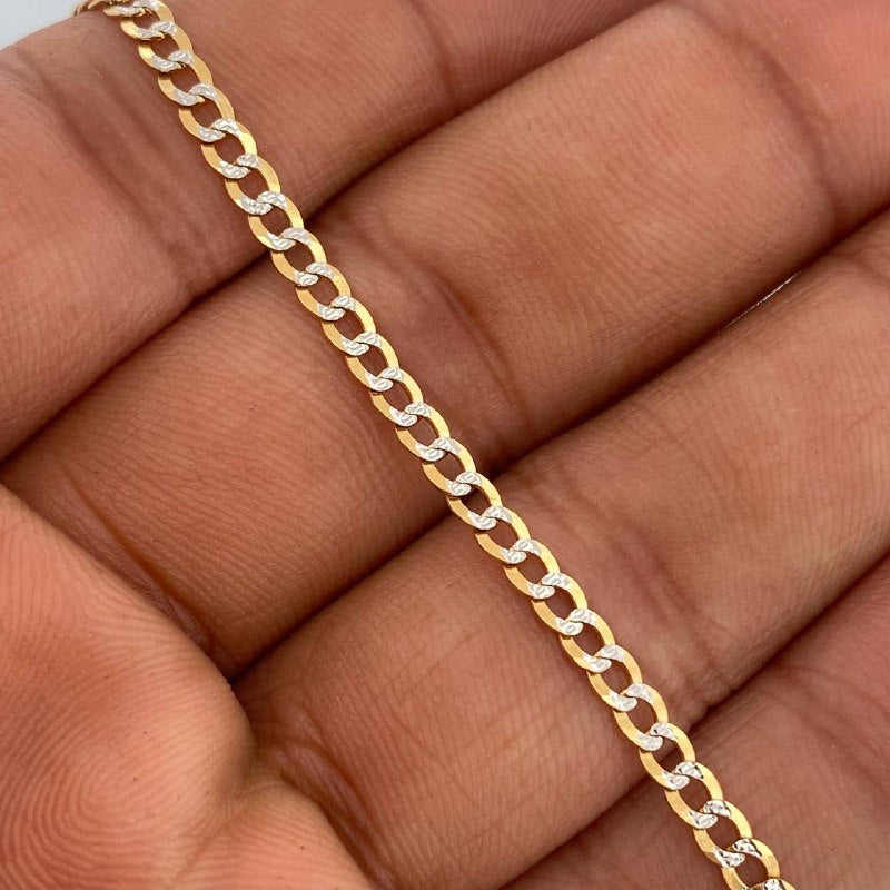 Pulso Cubana 3.5gr / 20.1cm / Dos Oros Amarillo Blanco +1 18K $