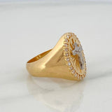 Anillo Cruz Cristo 6.45 g / T5 1/2 Dos Oros Amarillo Blanco 18K