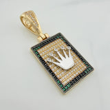 Dije Placa Corona 7.95 g / 4.1 cm Tres Oros 18K
