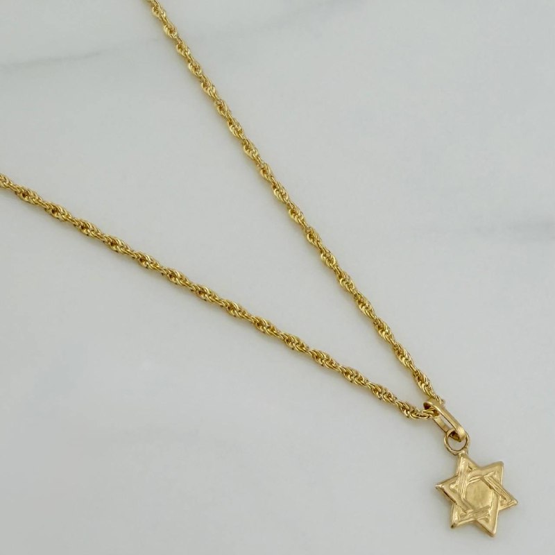 Set Cadena Lazo + Dije Estrella De David / 1,2 gr / 45 cm Oro Amarillo 18K