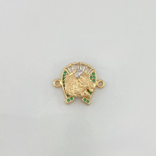 Herraje Herradura Caballo 2.05 g / 1.8 cm Dos Oros Amarillo Blanco 18K